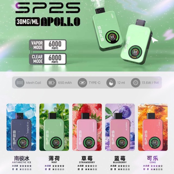 新品SP2S拋棄式12000口 SP2S拋棄式一次性電子煙 雙模式 24H快速出貨