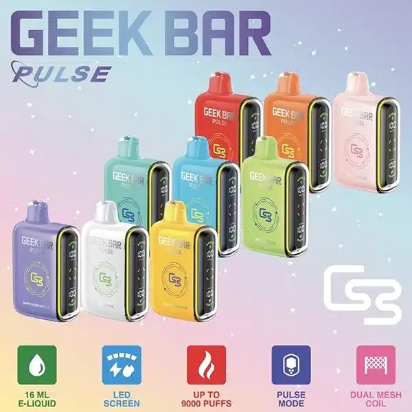 拋棄式電子煙Geek Bar Pulse 15000口 大容量 雙模式調整 智慧螢幕顯示 24H快速出貨